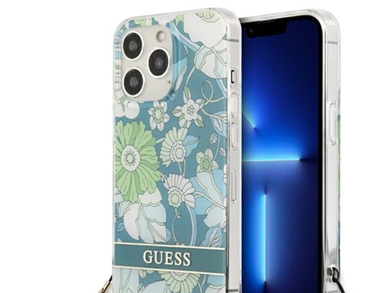 Guess GUHCP13LHFLSN iPhone 13 Pro / 13 6,1 hardcase - grön/grön Flower Strap