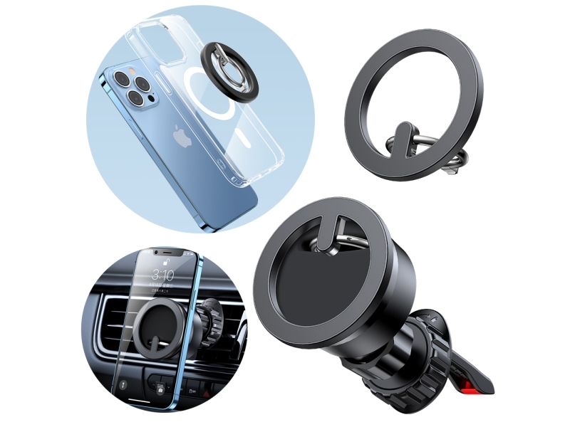 Joyroom kit multifunctional magnetic car holder ring phone support black (JR-ZS294)
