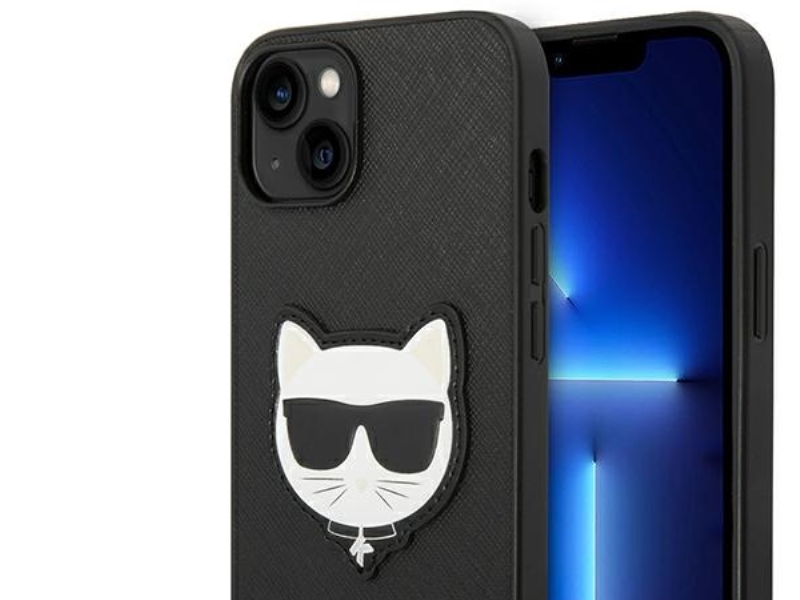 Karl Lagerfeld Saffiano Choupette Head Patch Case Für Iphone 14 Plus - Schwarz