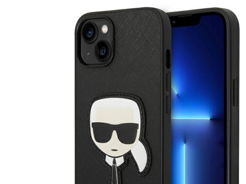 Karl Lagerfeld Saffiano Karl'S Head Patch-Hülle Für Iphone 14 Plus - Schwarz
