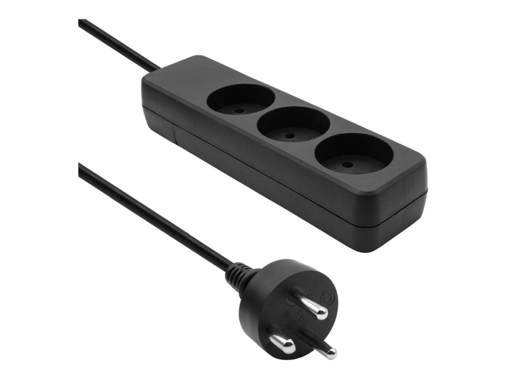 Microconnect - Stikdåse - 3-Vejs - Input: Type K - Output-Stikforbindelser: 3 (Type K) - 15 M Ledning - Danmark - Sort