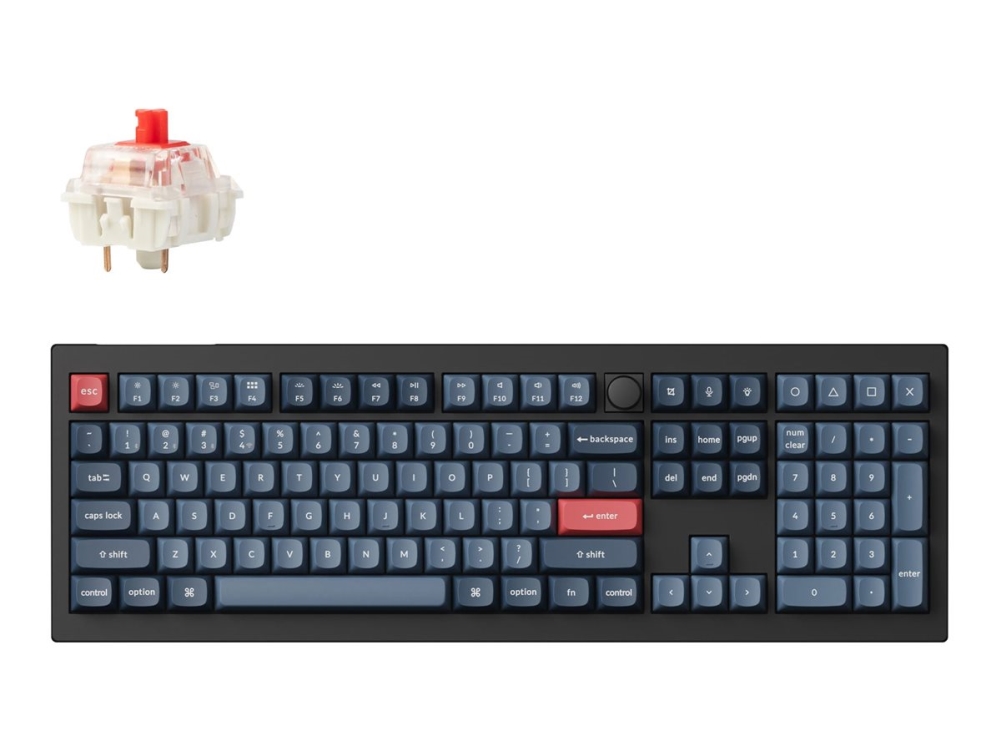 Keychron V6 Max, Täysikokoinen (100 %), Langallinen & langaton, RF Wireless + Bluetooth, Mekaaninen, RGB LED, musta, Harmaa