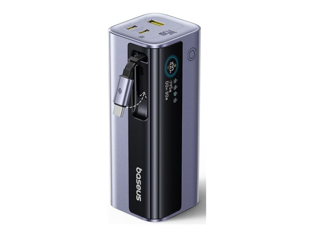 Baseus Energeek Gr11 - Powerbank - Mit Einziehbarem Kabel - 20000 Mah - 145 Watt - 4 Ausgangsanschlüsse (3 X Usb-C, Usb)