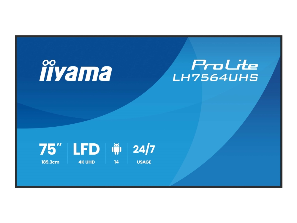iiyama ProLite LH7564UHS-B1AG - 75 diagonaaliluokan (74,5 katseltavaksi) LED-taustavalaistu LCD-paneelinäyttö - digitaalinen opaste - sisäänrakennetulla SoC-mediasoittimella - 4K UHD (2160p) 3840 x 2160 - musta reunus mattapintainen