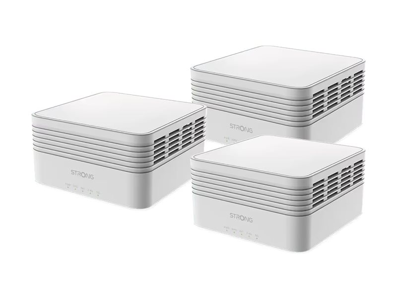 Strong Atria Wi-Fi Mesh Extenter Trio Ax3000 - Wi-Fi-System - (3 Routere/Forlængere) - Op Til 525 Kvm - Mesh 1Gbe - Wi-Fi 6 - Dual Band
