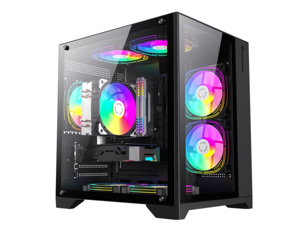 Gamemax Infinity Mini Bk - Microatx - Flexatx - Sidepanel Med Vindue (Hærdet Glas) - Ingen Strømforsyning (Atx) - Sort - Usb/Audio/Mic