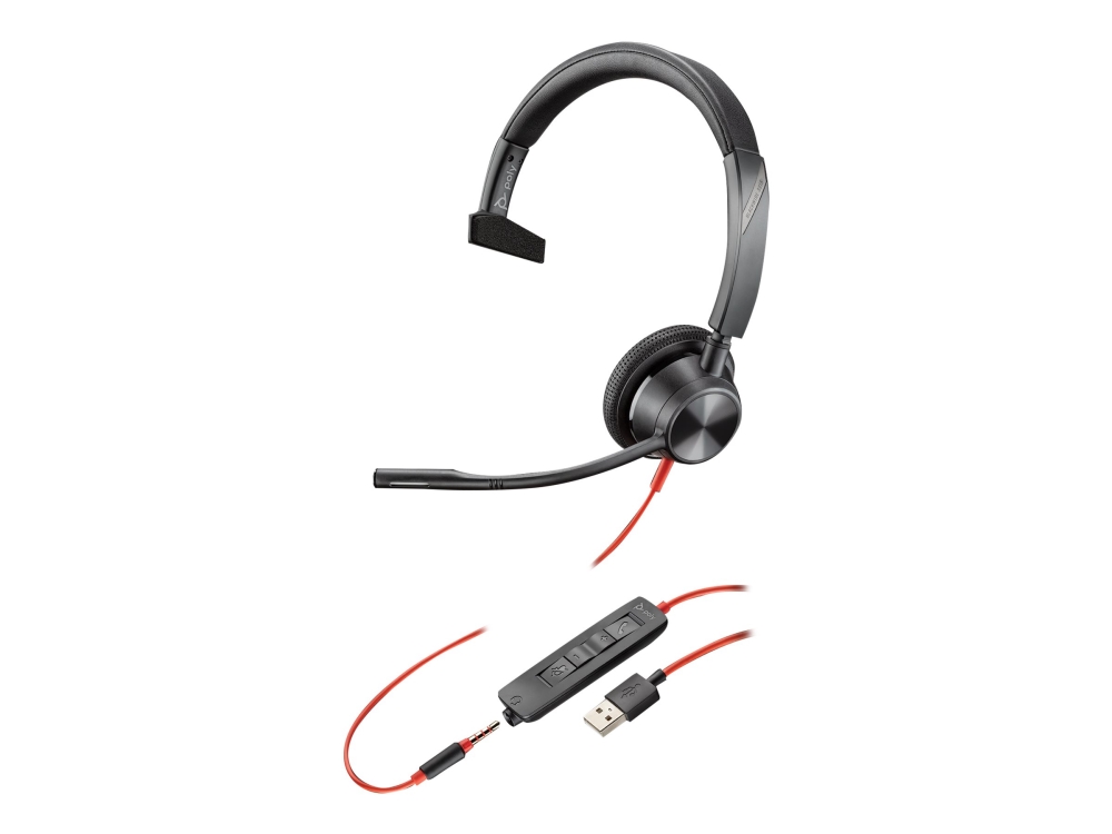 Poly Blackwire 3315 - 3300 Series - Headset - På Øret - Kablet - 3,5 Mm Jackstik, Usb-A