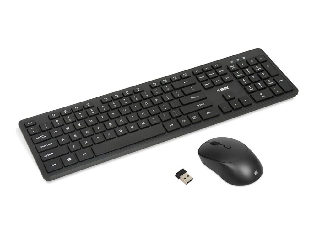 Ibox Workstation Pro Kit - Sæt Med Mus Og Tastatur - Trådløs - 2.4 Ghz - Qwerty - Sort