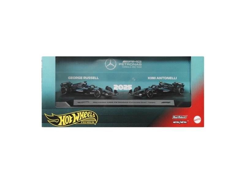 Hot Wheels Premium Mercedes-AMG Petronas Formel 1 Team 2er-Pack | 2 Formel 1 Sammlerautos im Maßstab 1:64, Rennwagen von George Russell & Kimi Antonelli, JMM93 - Image 5