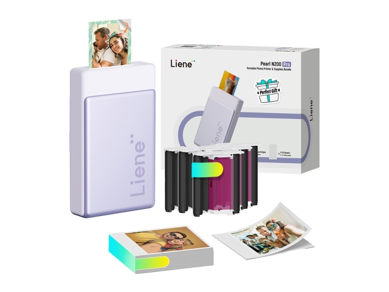 Liene Pearl N200 Pro bærbart fotoprinterkit 2x3 (lilla) 6971398602647