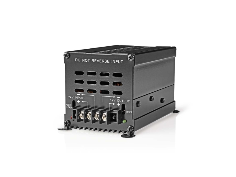 Nedis - Power Converter | Bil Drevet | 24 V DC | 12 V DC | 240 W | Screw Terminal | Udstyret med en sikring | Sort - POCO106