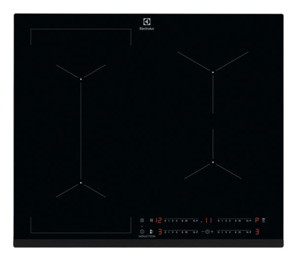 Electrolux HOB654F, Musta, Sisäänrakennettava, 59 cm, Vyöhykeinduktiokeittotaso, Keraaminen, 4 vyöhykettä (vyöhykkeitä)