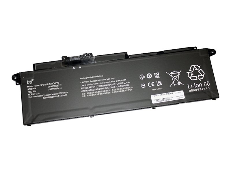 Bti - Batteri Til Bærbar Computer (Svarende Til: Lenovo L23c4p72) - Litiumion - 4-Cellet - 5570 Mah - 86 Wh