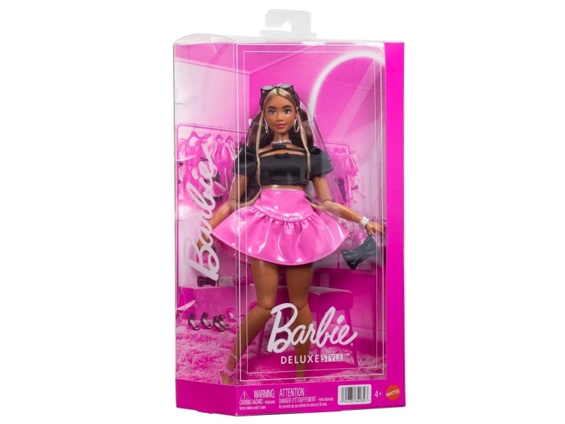 Barbie Deluxe Style Black Top Pink Skirt Set