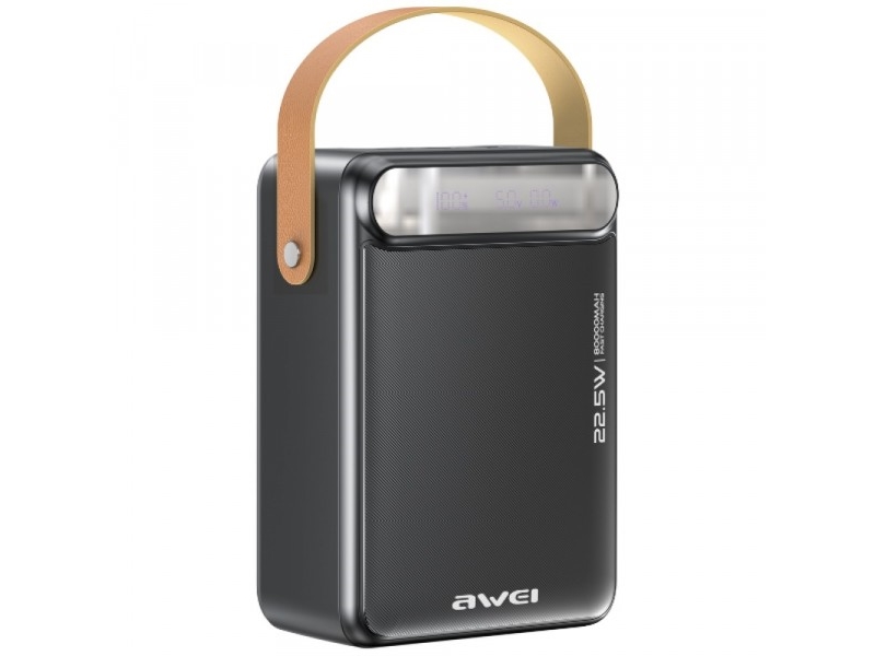 Awei Powerbank P102k 80000 Mah 22,5 W Pd, 2X Usb-C, 3X Usb-A, Sort