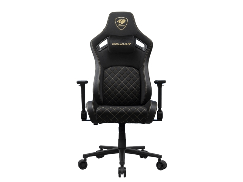 Cougar Gaming-Stuhl Defensor Gold F, Pc-Gamingstuhl, 120 Kg, Gepolsterter, Ausgestopfter Sitz, Gepolsterte Rückenlehne, Schwarz, Metall