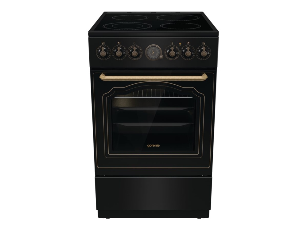 Gorenje Classico GECS5B70CLB - Komfur - med dampfunktion - fritstående - bredde: 50 cm - dybde: 59.4 cm - højde: 85 cm - med selv-rengøring - sort