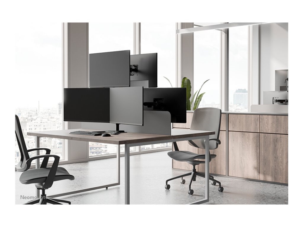 Neomounts - Monteringssæt (Monitorarm, Base) - Fuld Bevægelse - For 3 Skærme - Stål - Sort - Skærmstørrelse: 10"-32" - Skrivebord