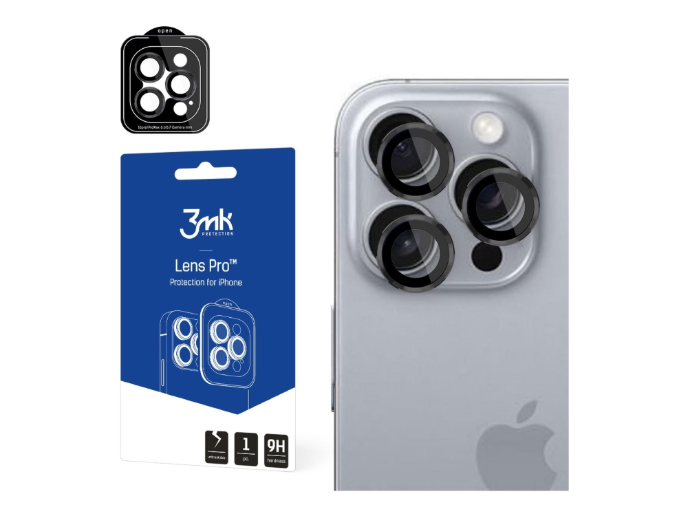 3Mk Iphone 16 Pro/16 Pro Max Objektiv Objektiv Pro Kamera Glas, Schwarz