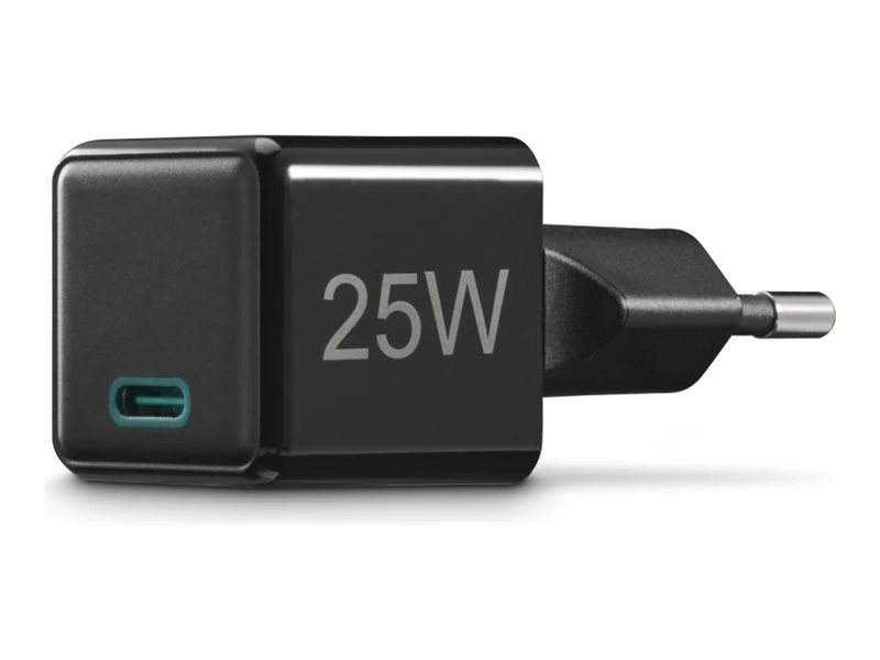 Hama - Strømforsyningsadapter - Mini-Charger - 25 Watt - Pd, Qc 2.0, Qc 3.0 (24 Pin Usb-C) - Sort