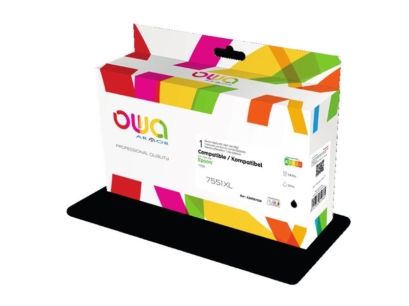 Owa - 107 Ml - Sort - Kompatibel - Genproduceret - Blækpatron (Alternativ Til: Epson T7551) - For Epson Workforce Pro Wf-6530, 8010, 8090, 8090 D3twc