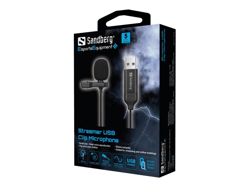 Mikrofon Sandberg Streamer USB Clip Microphone