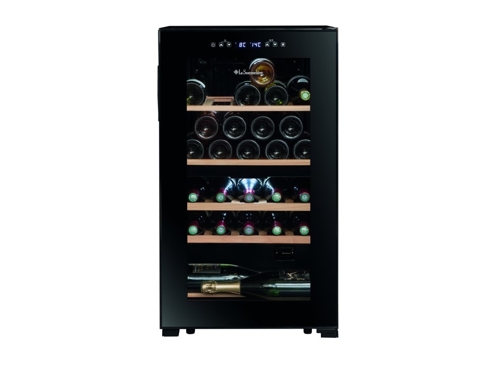 La Sommelière SLS32DZBLACK, Thermo vinkøler, Fritstående, 32 flaske(r), 90 W, G, Sort