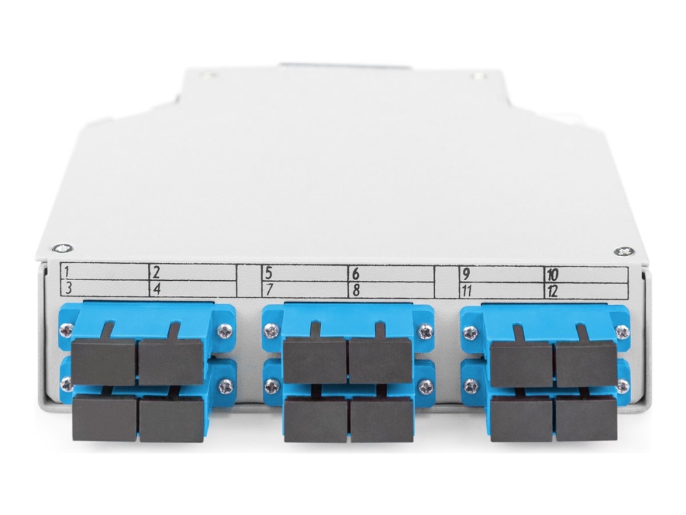 Digitus Lwl-Hutschienenbox, Os2, Bestückt, Mit Sc-Adapter Und Pigtail, Sc, Os2, Blau, Grau, Stahl, 2 M, -20 - 60 °C