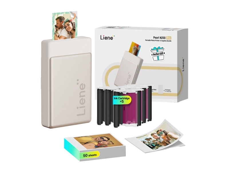 Liene Pearl N200 Pro 2x3" bærbar fotoprinterkit (Gold)