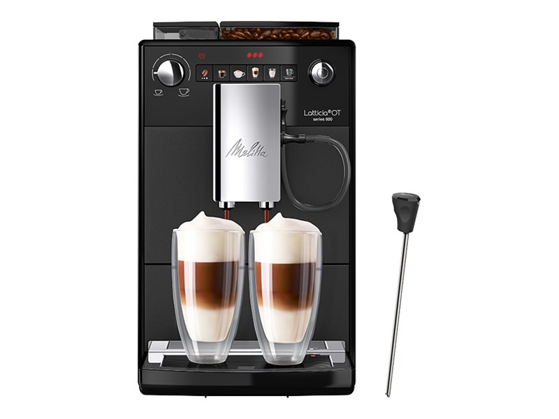 Melitta Latticia OT F300-100, Espressokone, 1,5 L, Kahvipavut, Sisäänrakennettu jauhin, 1450 W, musta