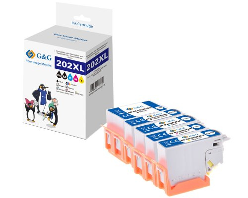 G&G 15180, Hohe (Xl-) Ausbeute, Schwarz, Foto Schwarz, Cyan, Magenta, Gelb, 11,2 Ml, 5 Stück(E), 650 Seiten, Multipack