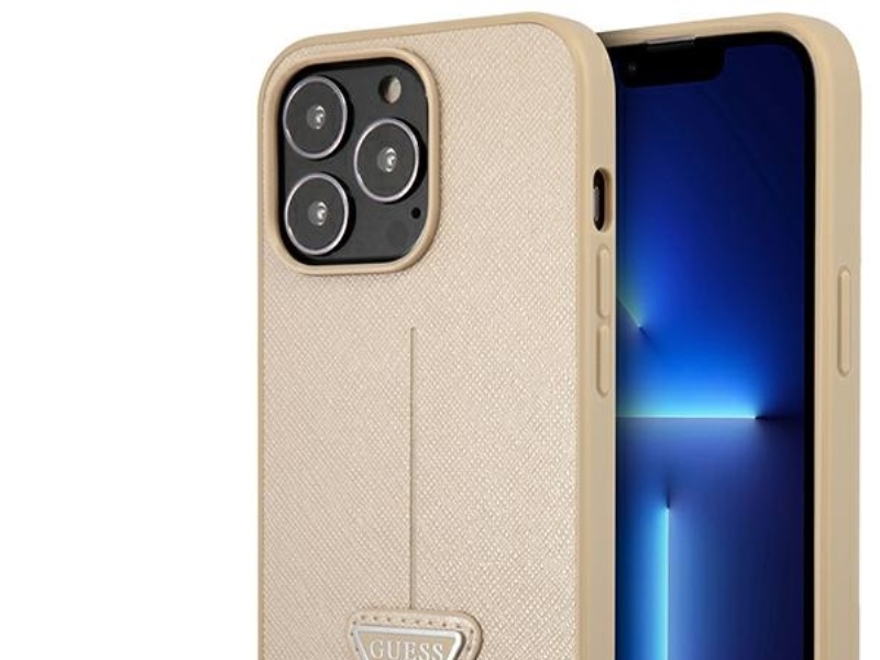 Guess Guhcp14lpsatle Hardcase Saffianotriangle-Logo Til Iphone 14 Pro 6,1" - Beige/Beige