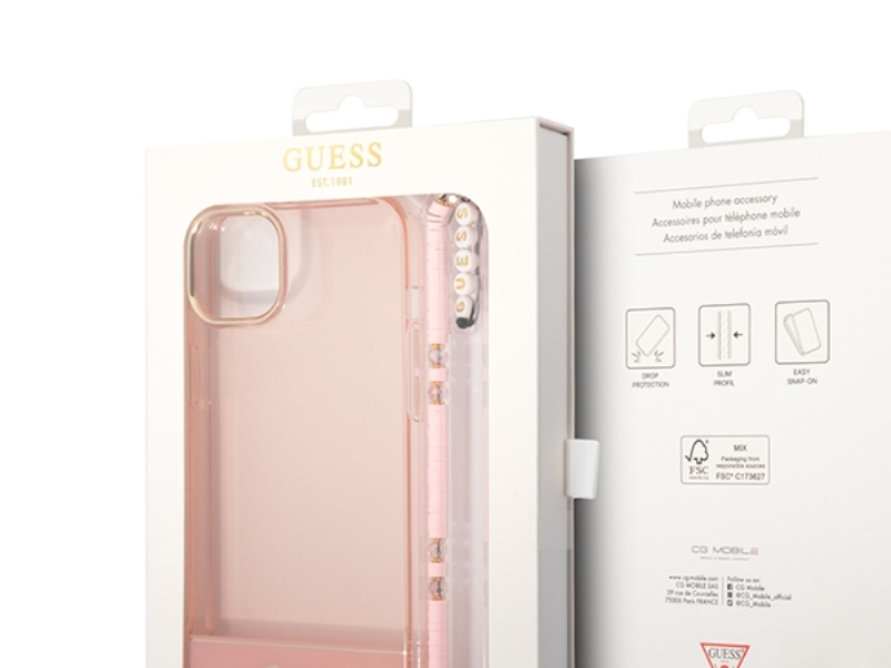 Guess Guhcp14mhgcohp Iphone 14 Plus 6.7" Pink/Pink Hårdt Cover - Gennemsigtig Perlemorremærke