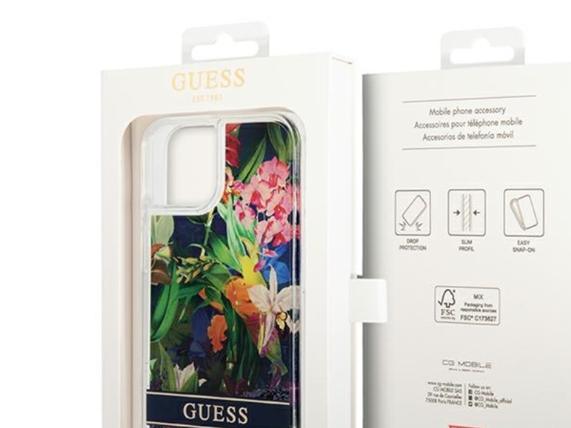 Guess Guhcp14mlflsb Iphone 14 Plus 6.7" Blue/Blue Hardcase Flower Liquid Glitter