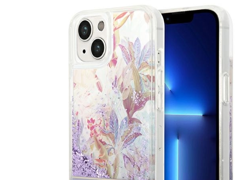 Guess Guhcp14mlflsu Iphone 14 Plus 6,7" Hardcase Violet/Lilla - Flower Liquid Glitter