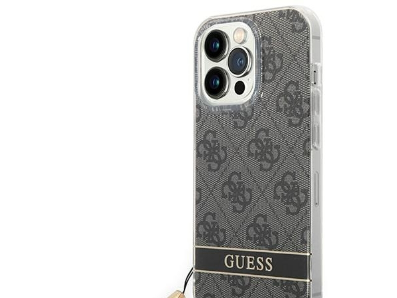 Guess Guohcp14lh4stk Iphone 14 Pro 6,1" Hardcase Schwarz/Schwarz Mit 4G Print Strap