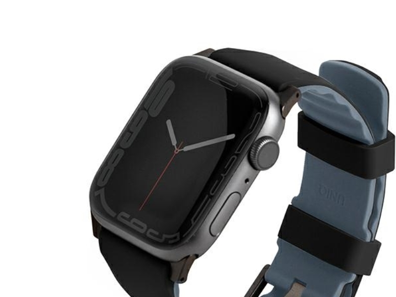 Uniq Linus Rem Til Apple Watch Series 4/5/6/7/8/Se/Se2/Ultra 42/44/45Mm Airosoft Silikone Sort/Midnight Black
