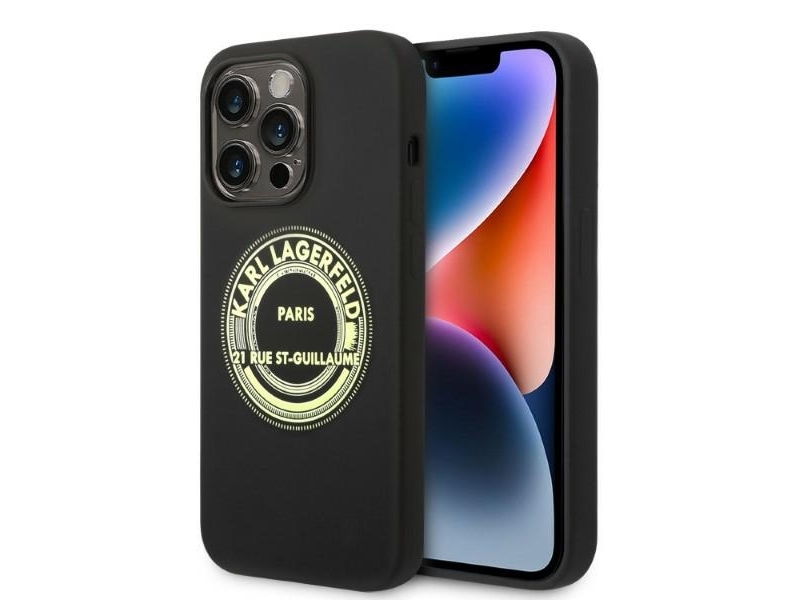 Karl Lagerfeld case for iPhone 14 Pro 6,1" KLHCP14LSRSGRCK black HC Silicone RSG BIC