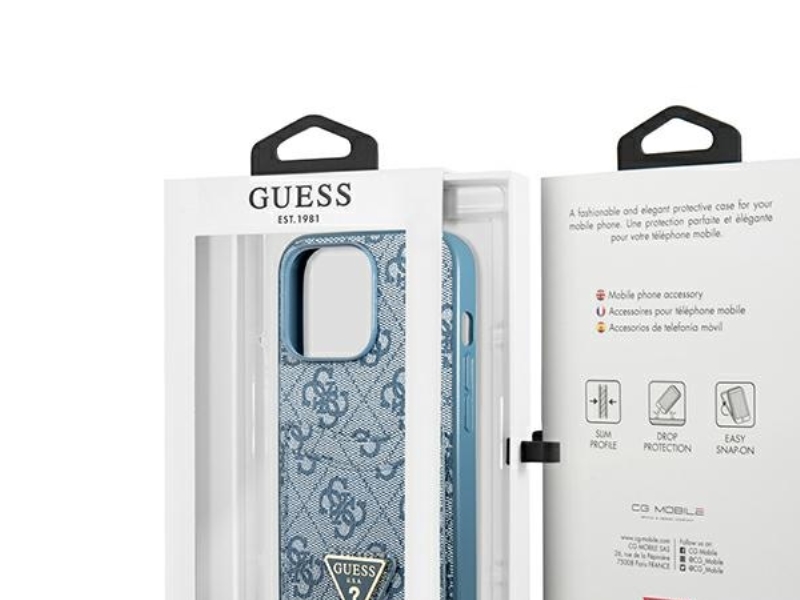 Guess 4G Trekantet Logo Kortholdercover Til Iphone 13 Pro / 13 - Blå