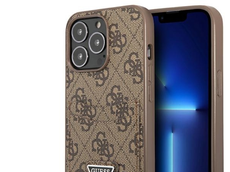 Guess 4G Trekant Logo Cardslot Cover Til Iphone 13 Pro / 13 - Brun
