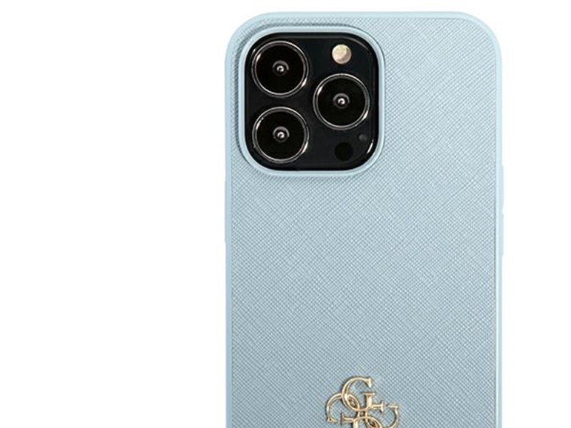 Guess Saffiano 4G Small Metal-Logo Etui Til Iphone 13 Pro / 13 - Blå