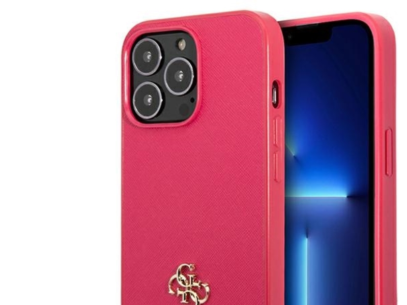Guess Saffiano 4G Small Metal Logo Cover Til Iphone 13 Pro / 13 - Pink