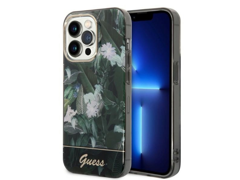 Guess Jungle Collection Cover Til Iphone 14 Pro Max - Grøn