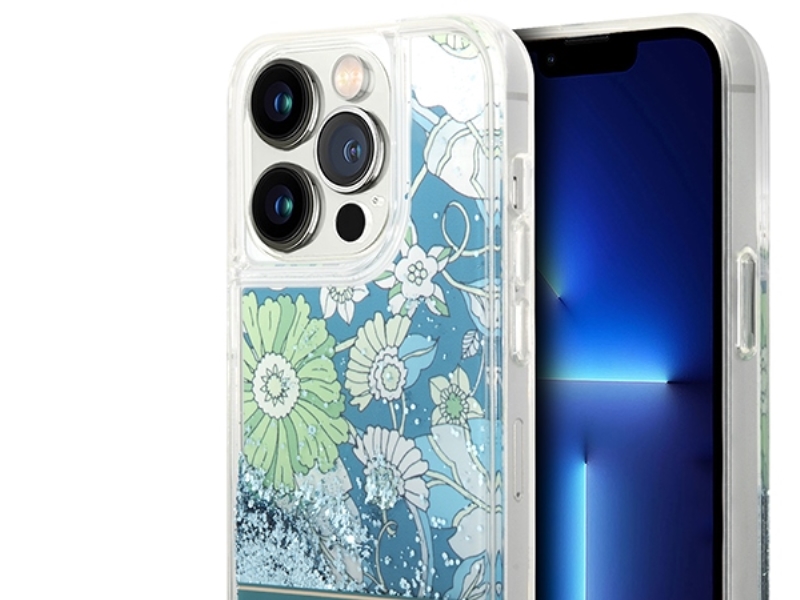 Guess Flower Liquid Glitter Case Für Iphone 14 Pro Max - Grün