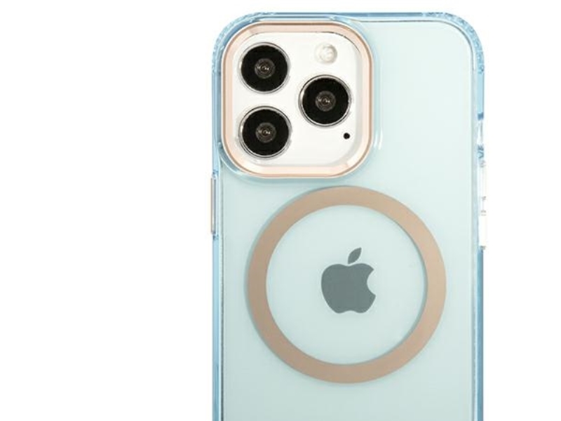 Guess Gold Outline Gennemsigtigt Magsafe-Cover Til Iphone 13 Pro / Iphone 13 - Blå
