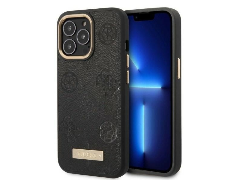 Guess Guhmp13lsapstk Hardcase Peony Logo Plate Magsafe Für Iphone 13 Pro / 13 6.1" - Schwarz/Schwarz