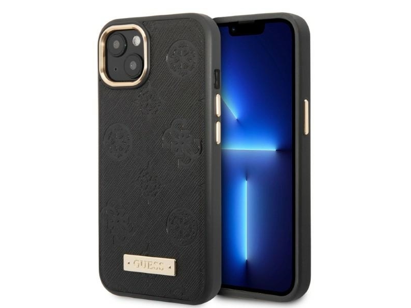 Guess Guhmp13msapstk Iphone 13 6.1&Quot Hardcase Schwarz/Schwarz Peony Logo Plate Magsafe