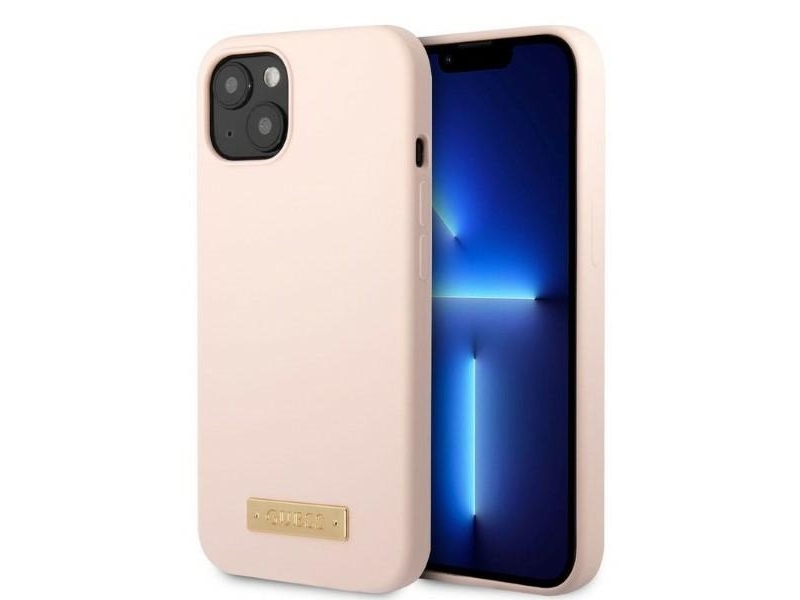 Guess Guhmp13msbplp Iphone 13 6,1" Hardcase Silikone Logo-Plade Magsafe - Pink/Pink