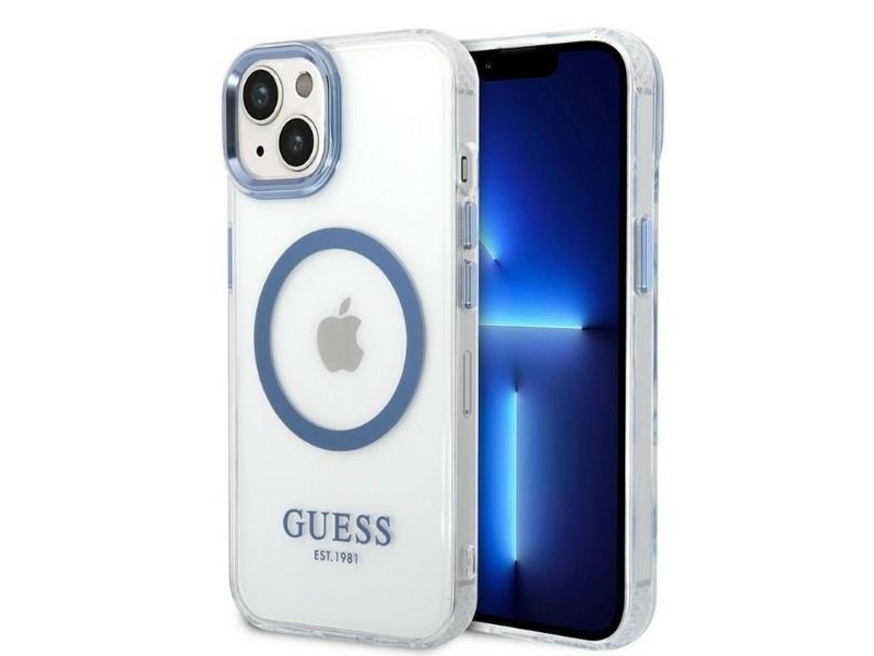 Guess Metallrahmen Magsafe Hülle Für Iphone 14 Plus - Blau