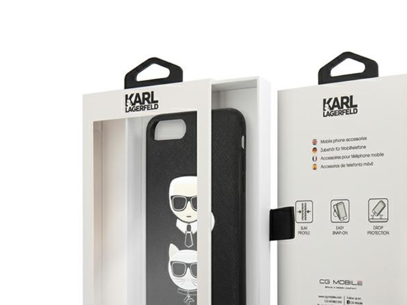 Karl Lagerfeld Saffiano Karl&Choupette Head Case Für Iphone 7 Plus / Iphone 8 Plus - Schwarz